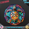 Stained Glass Sea Turtle Colorful Round Shaped Vinyl Decal Sticker