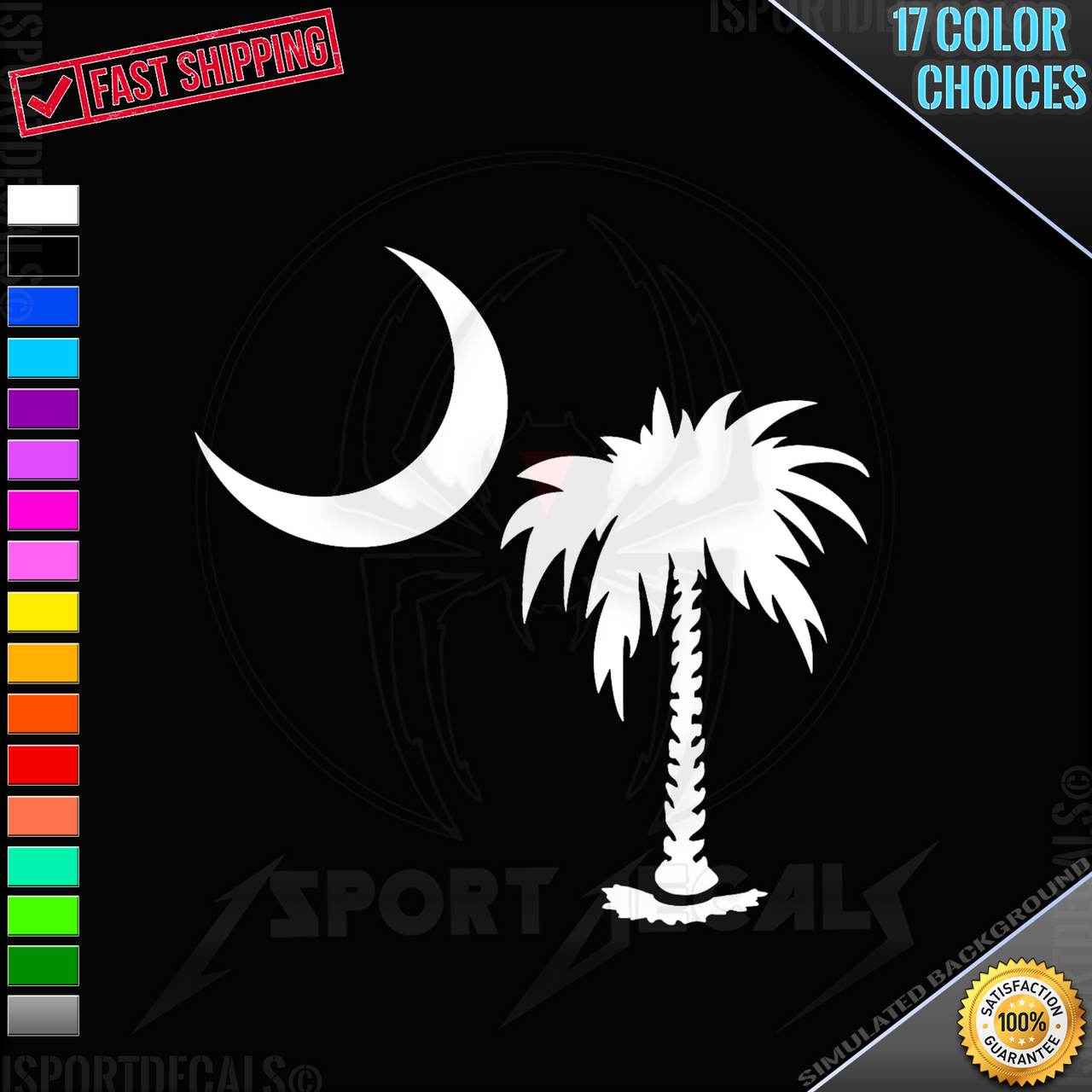 palmetto tree and crescent moon