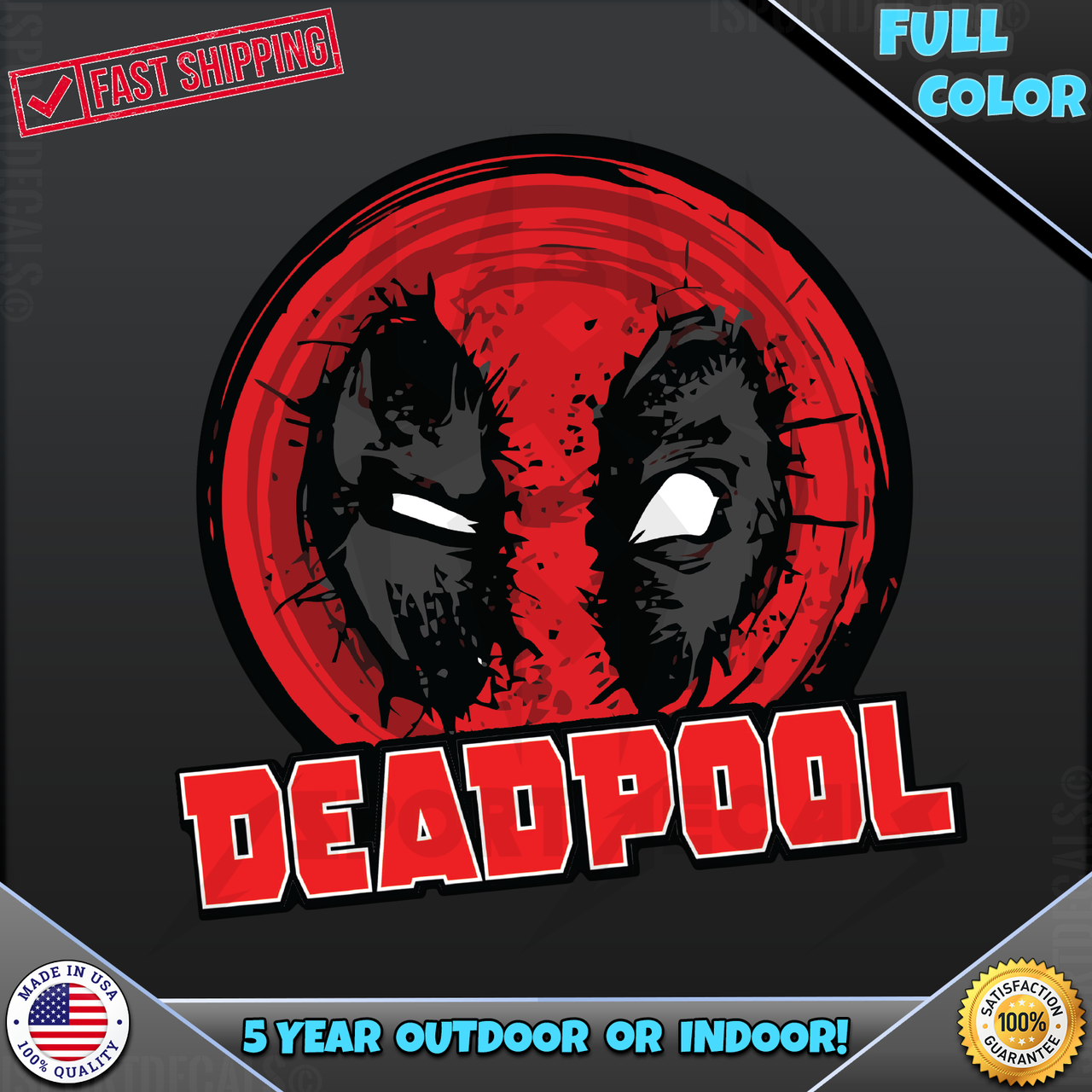 Deadpool Making Heart Sign New Design Car Truck SUV Decal Sticker 8  Silver/RED