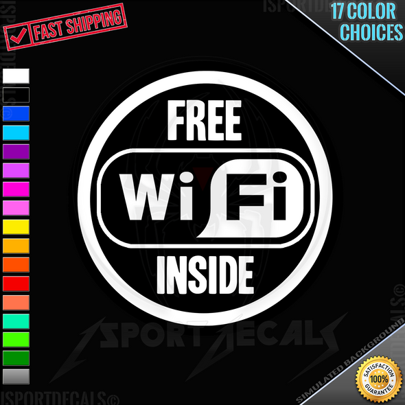 Free WiFi Inside Circle Window or Wall Vinyl Decal Sticker