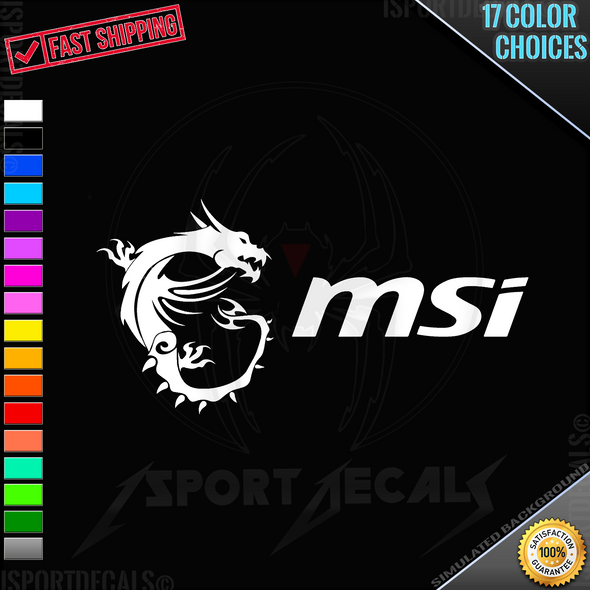 MSI Logo with Dragon Car Truck Window Wall Laptop PC Vinyl Decal Sticker any smooth surface