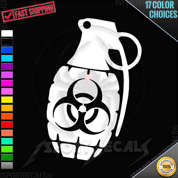 Biohazard Hand Grenade Car Truck Window Wall Laptop PC Vinyl Decal Sticker any smooth surface