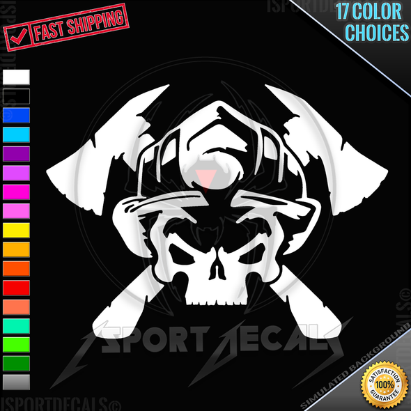 Fireman Firefighter Skull with Axes Car Truck Window Wall Laptop PC Vinyl Decal Sticker any smooth surface