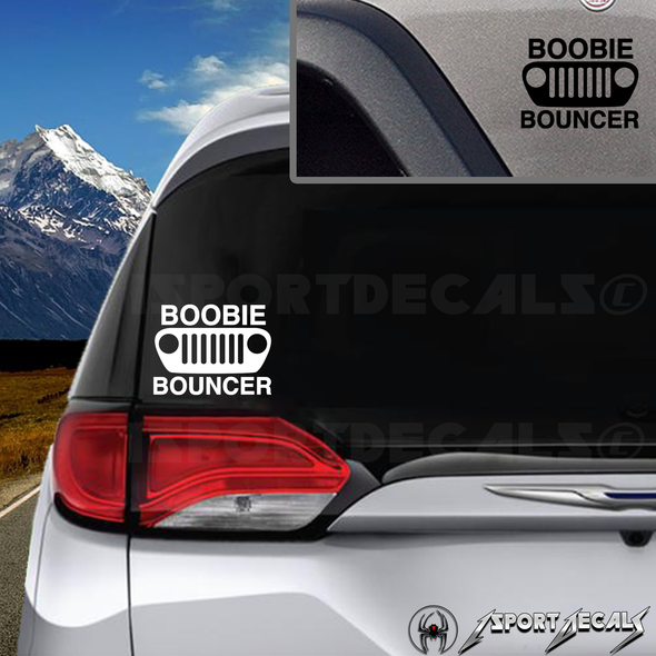 JEEP 4x4 Boobie Bouncer Funny Car Truck Window Wall Laptop PC Vinyl Decal Sticker any smooth surface