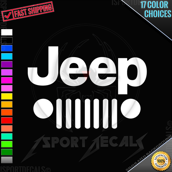 JEEP Logo with Grill Window Wall Laptop PC Vinyl Decal Sticker any smooth surface