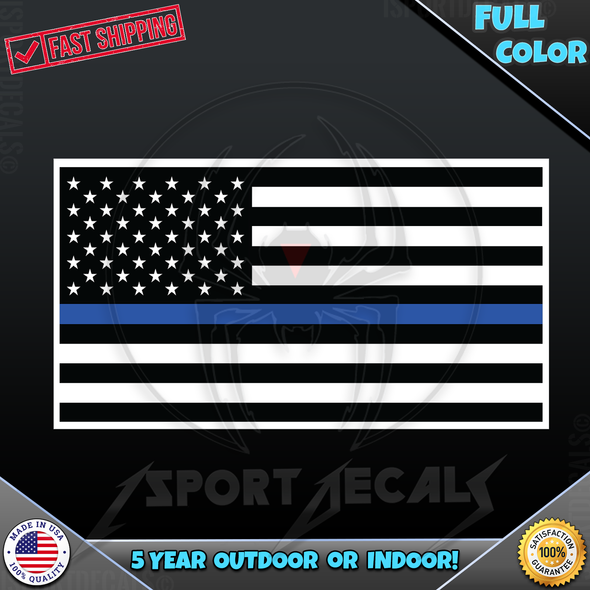 Thin Blue Line American US United States Flag 005 Car Truck Window Wall Laptop PC Vinyl Decal Sticker any smooth surface