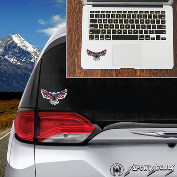 Eagle Flying USA American Flag Patriot 018 Car Truck Window Wall Laptop PC Vinyl Decal Sticker any smooth surface