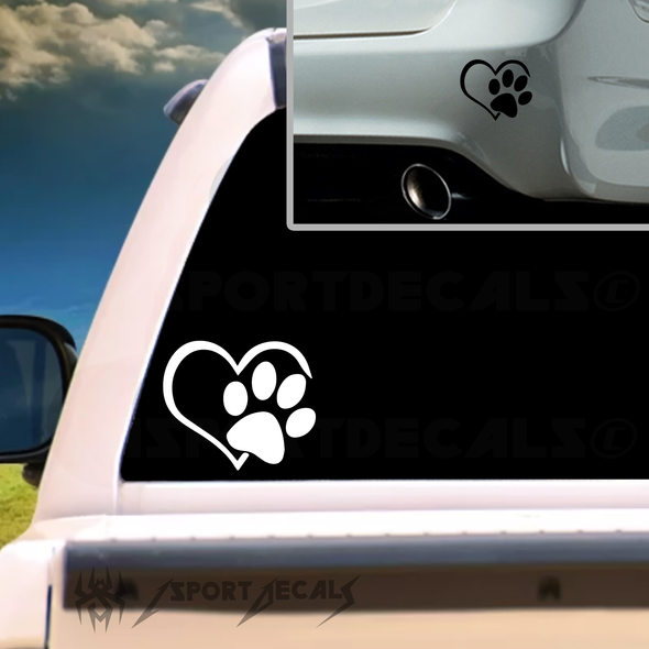 Dog Cat Love Heart Paw Pet Fur Baby Car Vinyl Decal Sticker