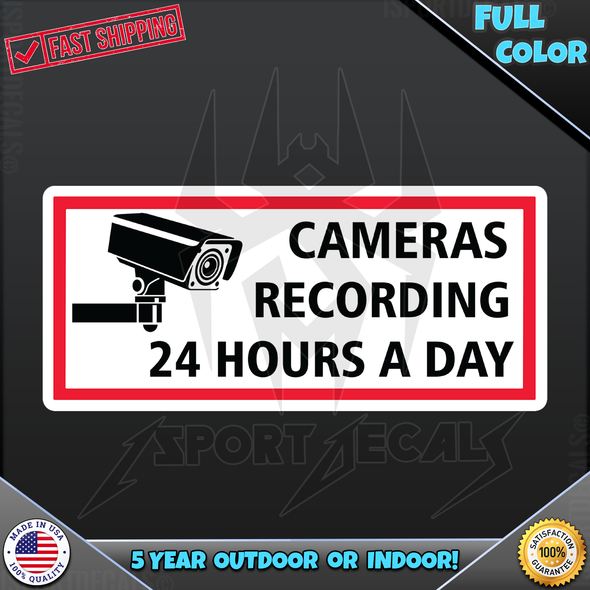 Cameras Recording 24 Hours a Day WARNING Window Door 081 Vinyl Decal Sticker