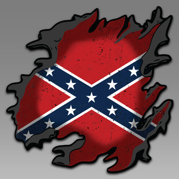 Confederate Rebel Flag Torn Rip Vinyl Decal Sticker 086