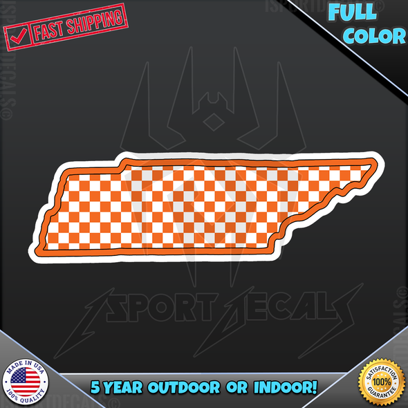 Tennessee Orange Checker Board State UT Vols 097 Vinyl Decal Sticker