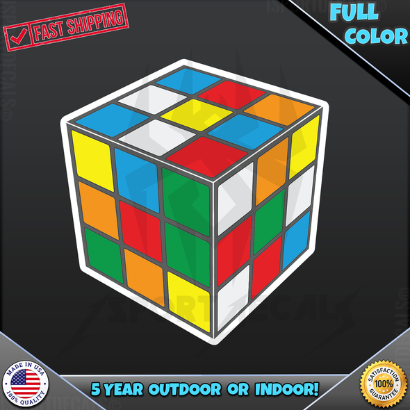 etro 80's 90's Rubix Cube Toy Puzzle Full Color 108 Vinyl Decal Sticker