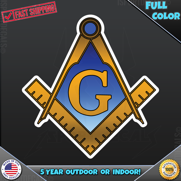 Masonic Square and Compasses Logo 171 Vinyl Decal Sticker