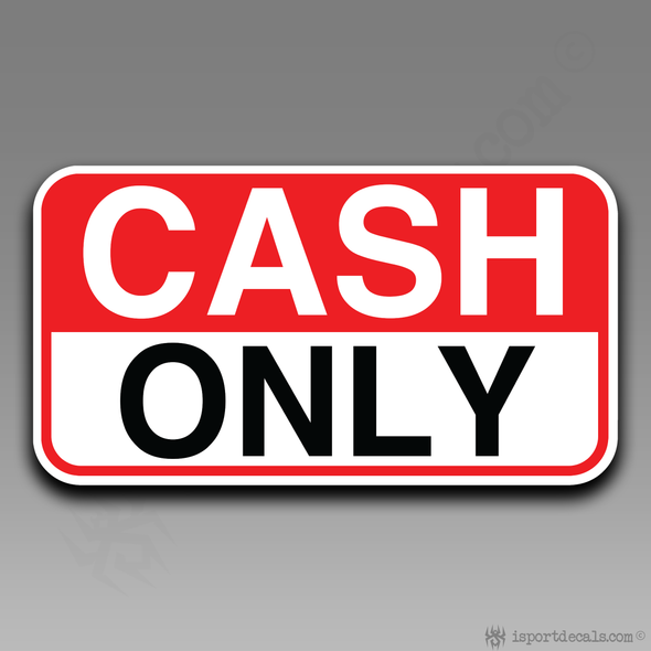 Cash Only Business Door Window Easy Peel & Stick Vinyl Decal Sticker