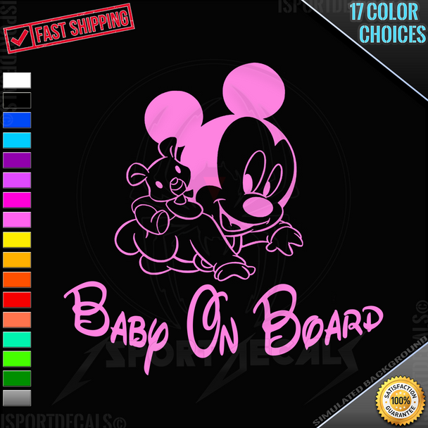 Disney Inspired Baby Mickey Mouse Baby on Board Car Truck Laptop PC Window Vinyl Decal Sticker any smooth surface