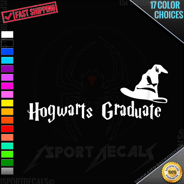 Harry Potter Inspired Hogwarts Graduate Sorting Hat Car Truck Window Wall Laptop PC Vinyl Decal Sticker any smooth surface