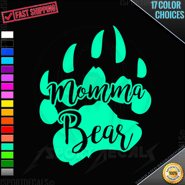 Momma Bear Claw Car Truck SUV Window Wall Laptop PC Vinyl Decal Sticker any smooth surface