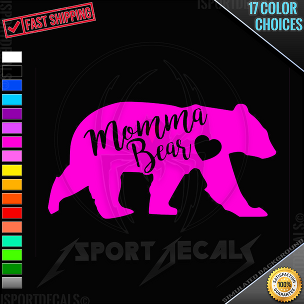Momma Bear Version 2 Car Truck SUV Window Wall Laptop PC Vinyl Decal Sticker any smooth surface