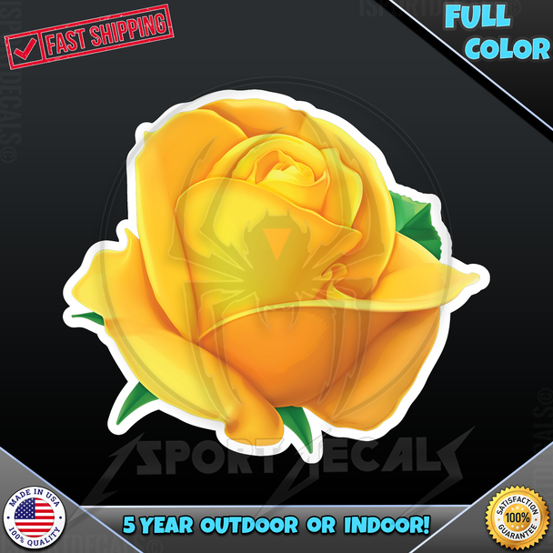 Yellow Rose Friendship Happy Positive  HD 029 Car Truck Window Wall Laptop PC Vinyl Decal Sticker any smooth surface