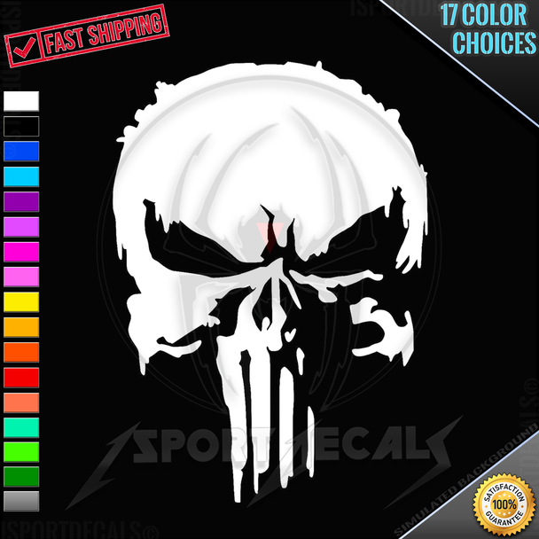 Punisher Skull Distressed Car Vinyl Decal Sticker