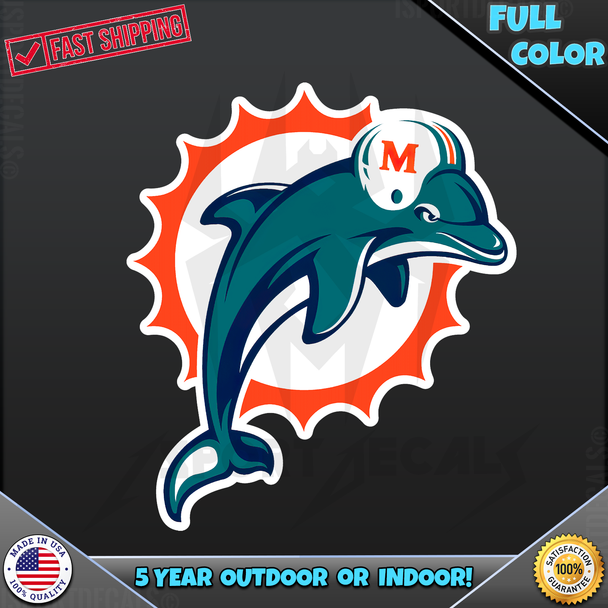 Miami Dolphins NFL Logo Car Vinyl Decal Sticker
