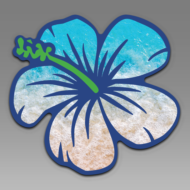 Hibiscus Hawaiian Flower Sandy Shores Waves 072 Vinyl Decal Sticker