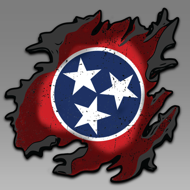 Tennessee Tristar State Flag Torn Rip Vinyl Decal Sticker 084
