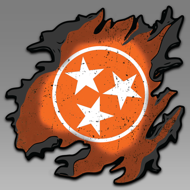 Tennessee Tristar Orange State Flag Torn Rip Vinyl Decal Sticker 085