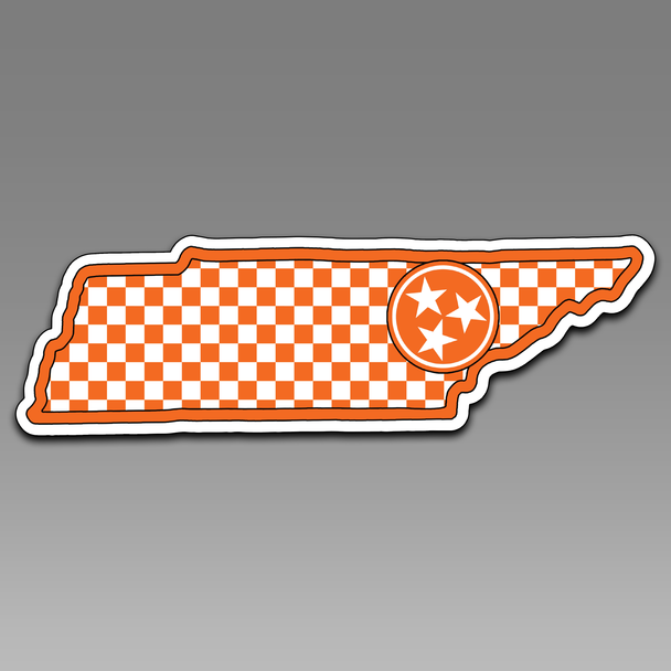 Tennessee Orange Tristar Checker Board State UT Vols 098 Vinyl Decal Sticker