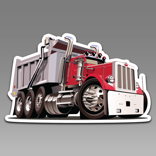 Red Semi Truck Dump Truck 18 Wheeler 107 Vinyl Decal Sticker