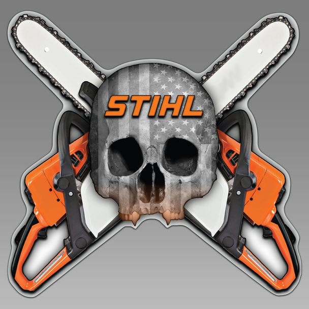 Stihl Chainsaw Skull Crossbones Car Vinyl Decal Sticker