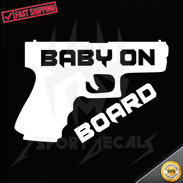 Baby on Board Gun Glock Rifle Funny Car Vinyl Decal Sticker