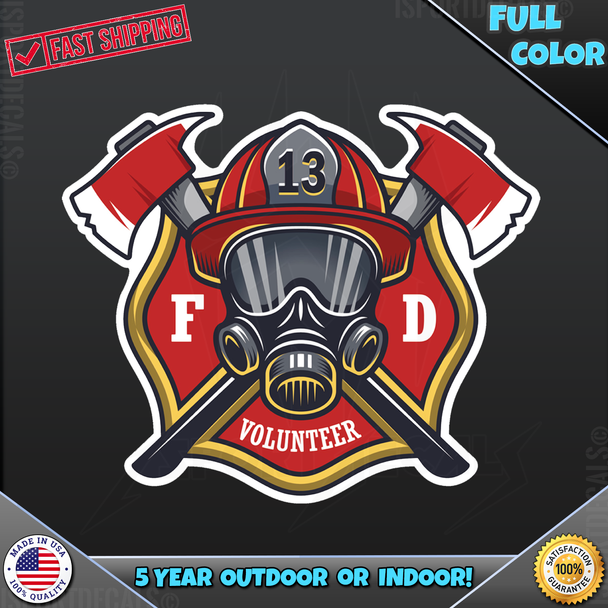 Volunteer Firefighter Maltese Cross Vinyl Decal Sticker