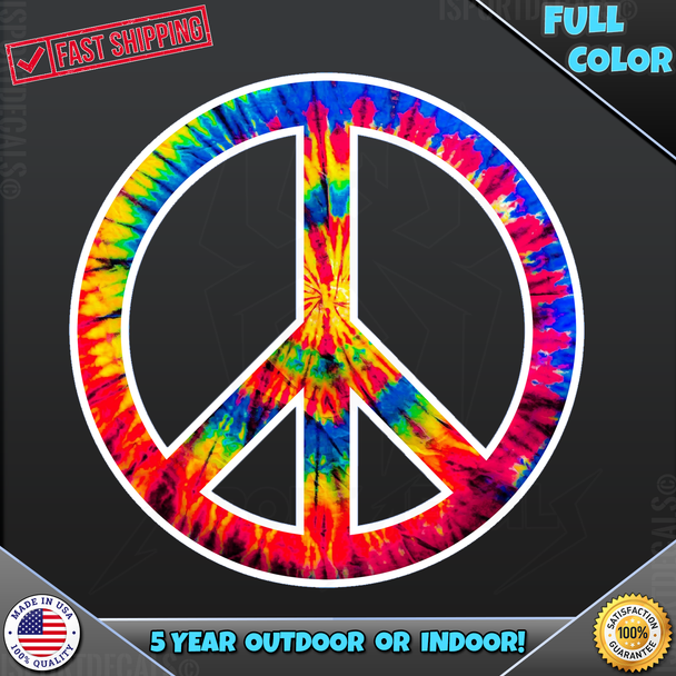 Tye Dye Peace Sign Vinyl Decal Sticker