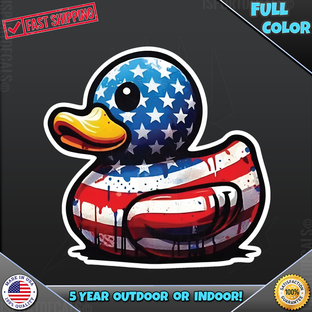 Patriotic Rubber Ducky America USA Flag Vinyl Decal Sticker