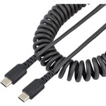 StarTech R2CCC-1M-USB-CABLE 3ft (1m) USB C Charging Cable, Coiled Heavy Duty Fast Charge & Sync USB-C Cable, High Quality USB 2.0 Type-C Cable, Black