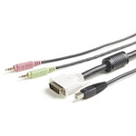 StarTech USBDVI4N1A10 4-in-1 USB DVI KVM Cable - Keyboard / video / mouse / audio extender - 4 pin USB Type A, mini-phone stereo 3.5 mm , DVI-I - mini-phone stereo 3.5 mm , 4 pin USB Type B, DVI-I - 3 m