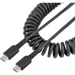 StarTech R2CCC-50C-USB-CABLE 20in (50cm) USB C Charging Cable, Coiled Heavy Duty Fast Charge & Sync USB-C Cable, High Quality USB 2.0 Type-C Cable, Black