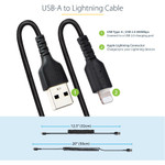 StarTech RUSB2ALT50CMBC 50cm/20in USB to Lightning Cable, MFi Certified, Coiled iPhone Charger Cable, Black, Durable TPE Jacket Aramid Fiber
