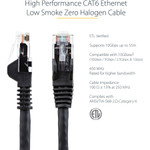 StarTech N6LPATCH3BK 3ft (90cm) CAT6 Ethernet Cable, LSZH (Low Smoke Zero Halogen) 10 GbE Snagless 100W PoE UTP RJ45 Black Network Patch Cord, ETL