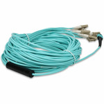AddOn ADD-MPO-6LC15M5OM3 15m MPO (Female) to 6xLC (Male) 12-Strand Aqua OM3 Duplex Fiber Fanout Cable