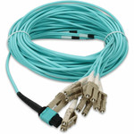 AddOn ADD-MPO-6LC15M5OM3 15m MPO (Female) to 6xLC (Male) 12-Strand Aqua OM3 Duplex Fiber Fanout Cable