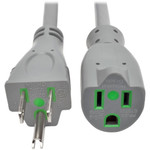 Tripp Lite Hospital-Grade Extension Cord NEMA 5-15P to NEMA 5-15R Green Dot 15A 125V 14 AWG 6 ft. (1.83 m) Gray