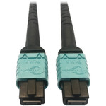 Tripp Lite N846D-03M-24AAQ 400G Multimode 50/125 OM4 Plenum-Rated Fiber Optic Cable 24F MTP/MPO-PC (F/F) Aqua 3 m