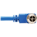 Tripp Lite NM12-603-02M-BL M12 X-Cat6 1G UTP CMR-LP Ethernet Cable (Right-Angle M/M), IP68, PoE, Blue, 2 m (6.6 ft.)