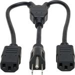 Tripp Lite Power Cord Splitter C14 to 2xC13 PDU Style 10A 250V 18 AWG 18-in. (45.72 cm) Black