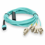 AddOn MTP-4LC-M3M-AO 3m Networks MTP-4LC-M3M Compatible MPO (Female) to 8xLC (Male) 8-Strand Aqua OM3 Fiber Fanout Cable