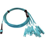 Tripp Lite N846D-03M-24CAQ 400G Multimode 50/125 OM4 Plenum Fiber Optic Breakout Cable 24F MTP/MPO-PC to (x4) LC Duplex (F/M) Aqua 3 m