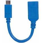 Manhattan 353540 SuperSpeed USB 3.1 Gen1 Type-C Male to Type-A Female Device Cable, 5 Gbps, Blue, 6"