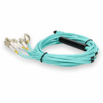 AddOn MTP-4LC-M10M-AO 10m Networks MTP-4LC-M10M Compatible MPO (Female) to 8xLC (Male) 8-Strand Aqua OM3 Fiber Fanout Cable